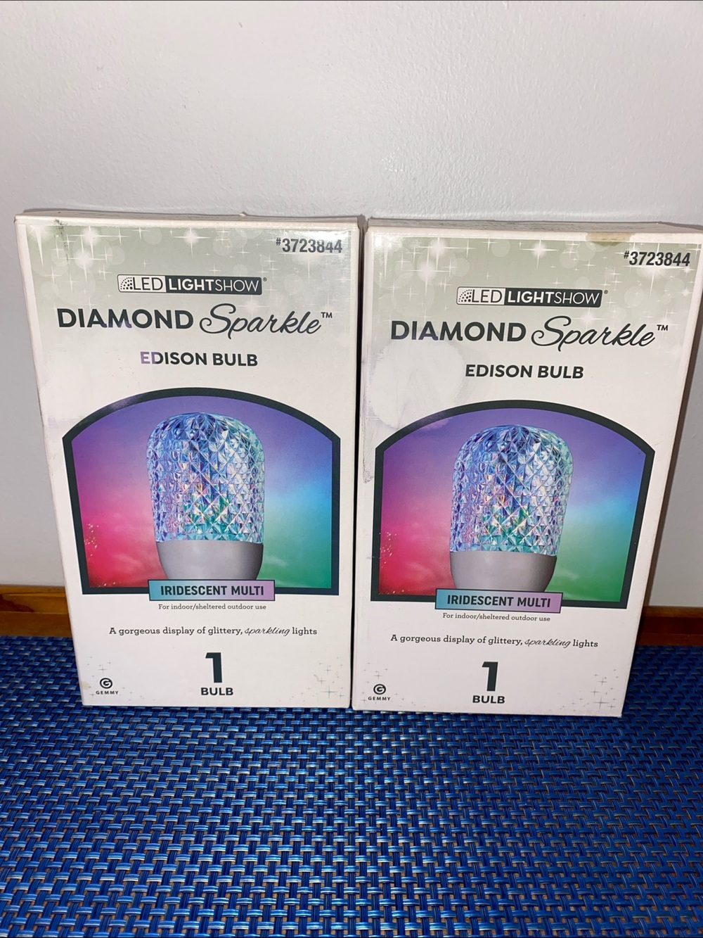 LOT OF 2 Gemmy Diamond Sparkle LED Edison Bulbs Iridescent Multi NIB